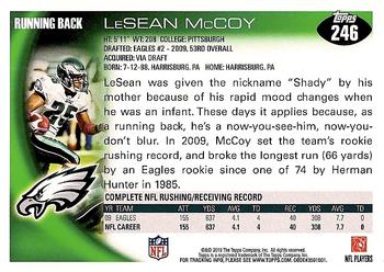 2010 Topps #246 LeSean McCoy  Back
