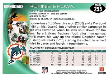 2010 Topps #255 Ronnie Brown Back