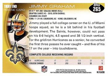 2010 Topps #265 Jimmy Graham Back