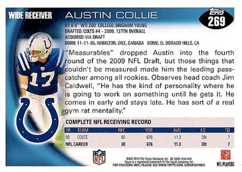 2010 Topps #269 Austin Collie Back