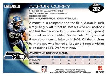 2010 Topps #282 Aaron Curry Back