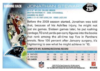 2010 Topps #290 Jonathan Stewart Back