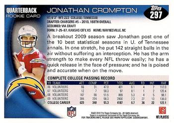 2010 Topps #297 Jonathan Crompton Back