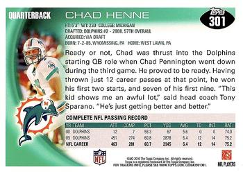 2010 Topps #301 Chad Henne Back