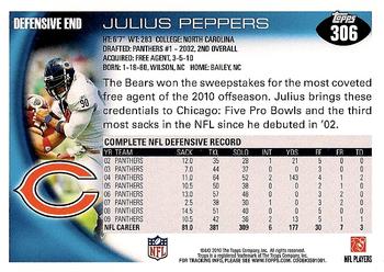 2010 Topps #306 Julius Peppers Back