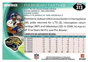 2010 Topps #313 Rashean Mathis Back