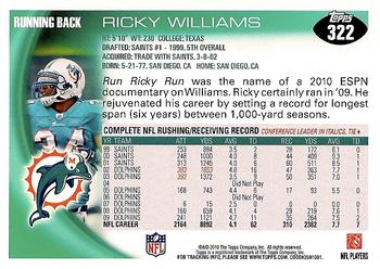 2010 Topps #322 Ricky Williams Back
