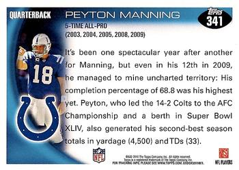 2010 Topps #341 Peyton Manning Back