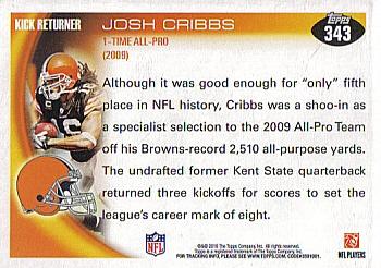 2010 Topps #343 Josh Cribbs Back