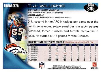 2010 Topps #345 D.J. Williams Back