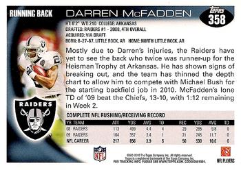 2010 Topps #358 Darren McFadden Back