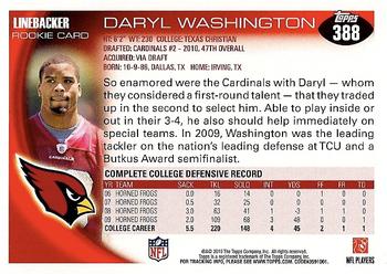 2010 Topps #388 Daryl Washington Back