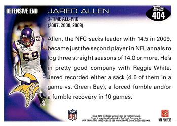 2010 Topps #404 Jared Allen Back