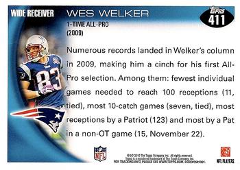 2010 Topps #411 Wes Welker Back