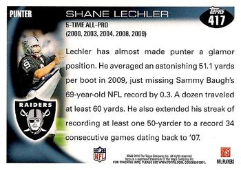 2010 Topps #417 Shane Lechler Back