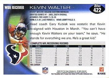 2010 Topps #422 Kevin Walter Back