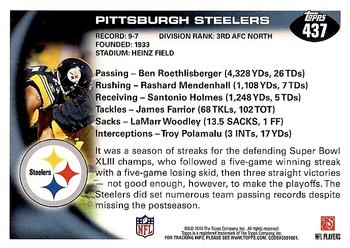 2010 Topps #437 Pittsburgh Steelers Back