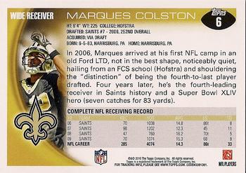 2010 Topps #6 Marques Colston  Back