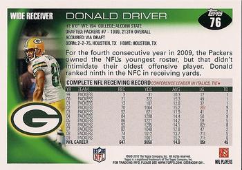 2010 Topps #76 Donald Driver  Back
