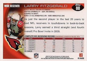 2010 Topps #80 Larry Fitzgerald  Back