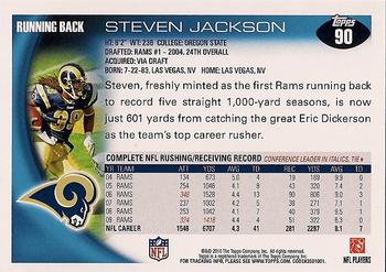 2010 Topps #90 Steven Jackson  Back