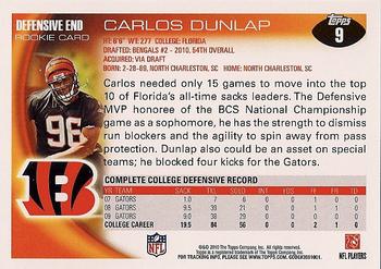 2010 Topps #9 Carlos Dunlap  Back