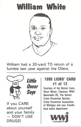 1990 Detroit Lions Police #1 William White Back