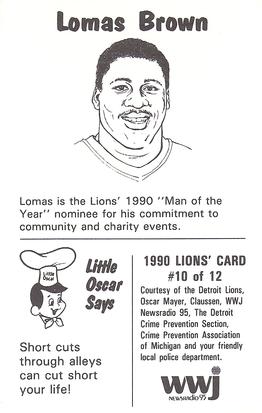 1990 Detroit Lions Police #10 Lomas Brown Back
