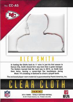 2014 Panini Totally Certified - Clear Cloth Prime Blue #CC-AS Alex Smith Back