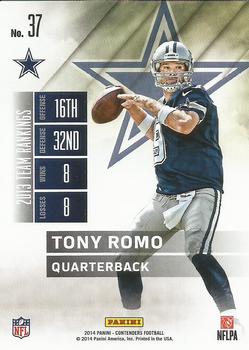 2014 Panini Contenders #37 Tony Romo Back