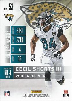 2014 Panini Contenders #53 Cecil Shorts III Back