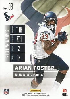 2014 Panini Contenders #93 Arian Foster Back