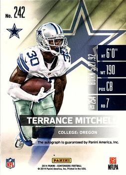 2014 Panini Contenders #242 Terrance Mitchell Back