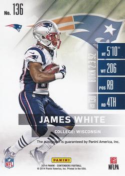 2014 Panini Contenders #136 James White Back