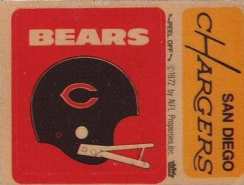 1974 Fleer Football Patches #NNO Chicago Bears Helmet / San Diego Chargers Name Front