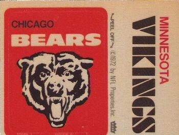 1974 Fleer Football Patches #NNO Chicago Bears Logo / Minnesota Vikings Name Front