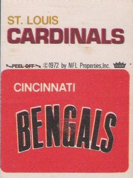 1974 Fleer Football Patches #NNO Cincinnati Bengals Logo / St. Louis Cardinals Name Front