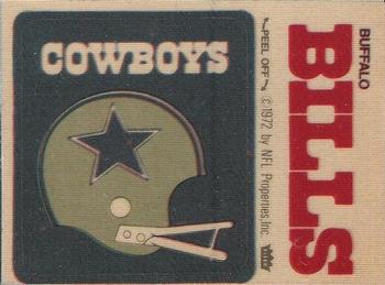 1974 Fleer Football Patches #NNO Dallas Cowboys Helmet / Buffalo Bills Name Front
