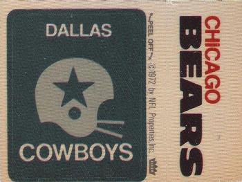 1974 Fleer Football Patches #NNO Dallas Cowboys Logo / Chicago Bears Name Front