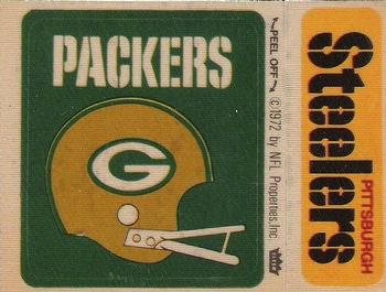 1974 Fleer Football Patches #NNO Green Bay Packers Helmet / Pittsburgh Steelers Name Front