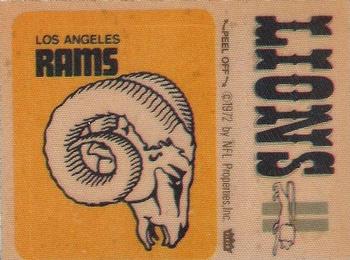 1974 Fleer Football Patches #NNO Los Angeles Rams Logo / Detroit Lions Name Front