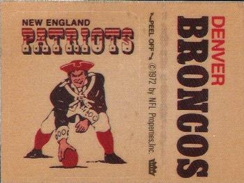 1974 Fleer Football Patches #NNO New England Patriots Logo / Denver Broncos Name Front