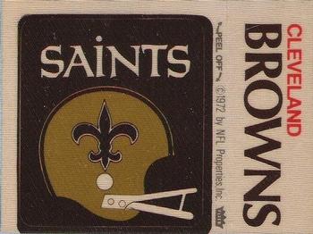 1974 Fleer Football Patches #NNO New Orleans Saints Helmet / Cleveland Browns Name Front