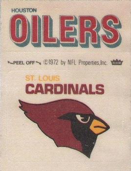 1974 Fleer Football Patches #NNO St. Louis Cardinals Logo / Houston Oilers Name Front
