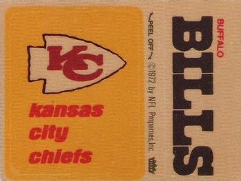 1974 Fleer Football Patches #NNO Kansas City Chiefs Logo / Buffalo Bills Name Front