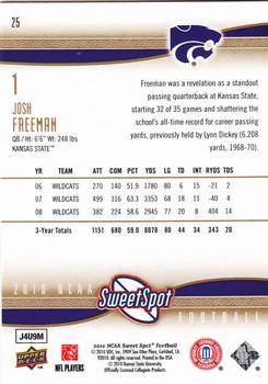 2010 Upper Deck NCAA Sweet Spot #25 Josh Freeman  Back