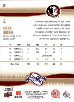 2010 Upper Deck NCAA Sweet Spot #50 Anquan Boldin  Back