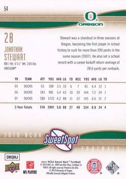 2010 Upper Deck NCAA Sweet Spot #54 Jonathan Stewart  Back