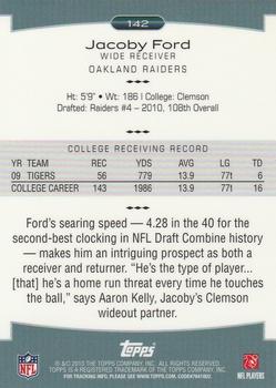 2010 Topps Platinum #142 Jacoby Ford  Back