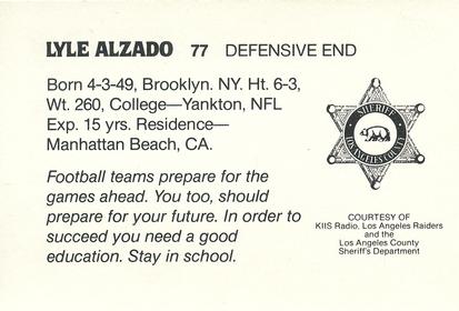 1985 Los Angeles Raiders Police #NNO Lyle Alzado Back